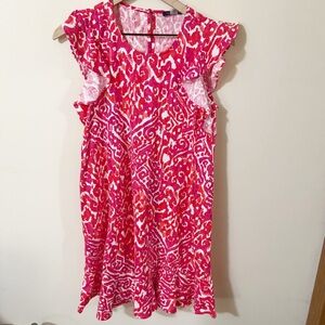 Tommy Hilfiger Womens Linen Blend Pink Short Sleeve Dress Size 2 Summer Beach